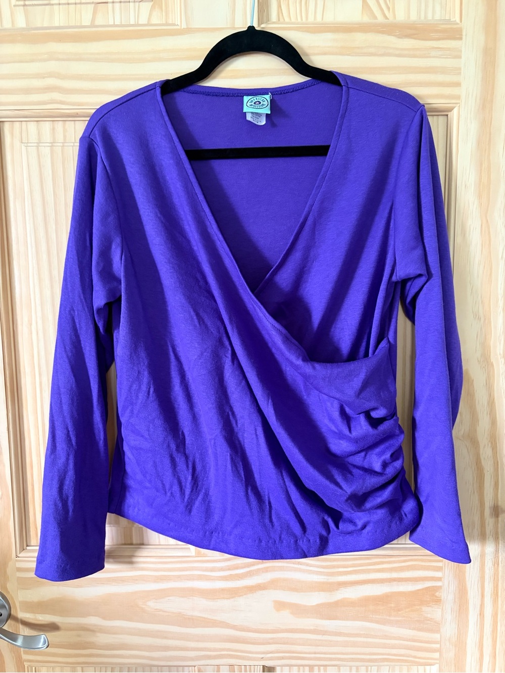 Impressions Purple Wrap-Front Long Sleeve Top